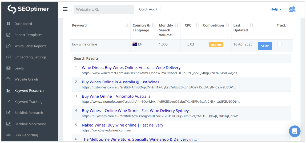 Wein online kaufen SERP